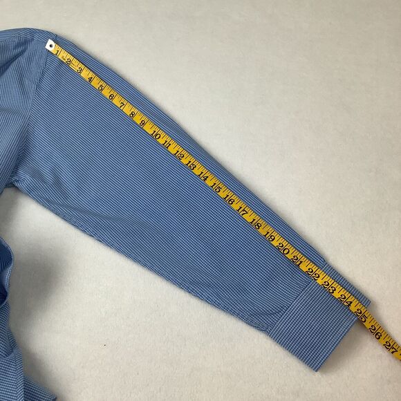 Izod Men’s Large Plaid Shirt Button Down Up Long Sleeves Blue White Check - Picture 11 of 14